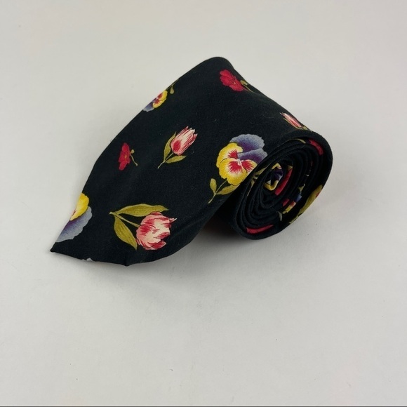 Tango Max Raab Tie Mens Black Floral - Picture 1 of 5